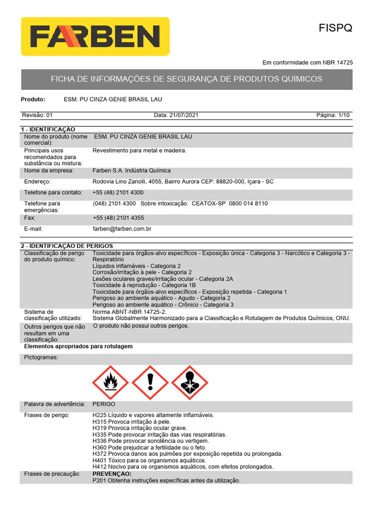 Fispq Esm. Pu Cinza Genie Brasil Lau GHS | PDF