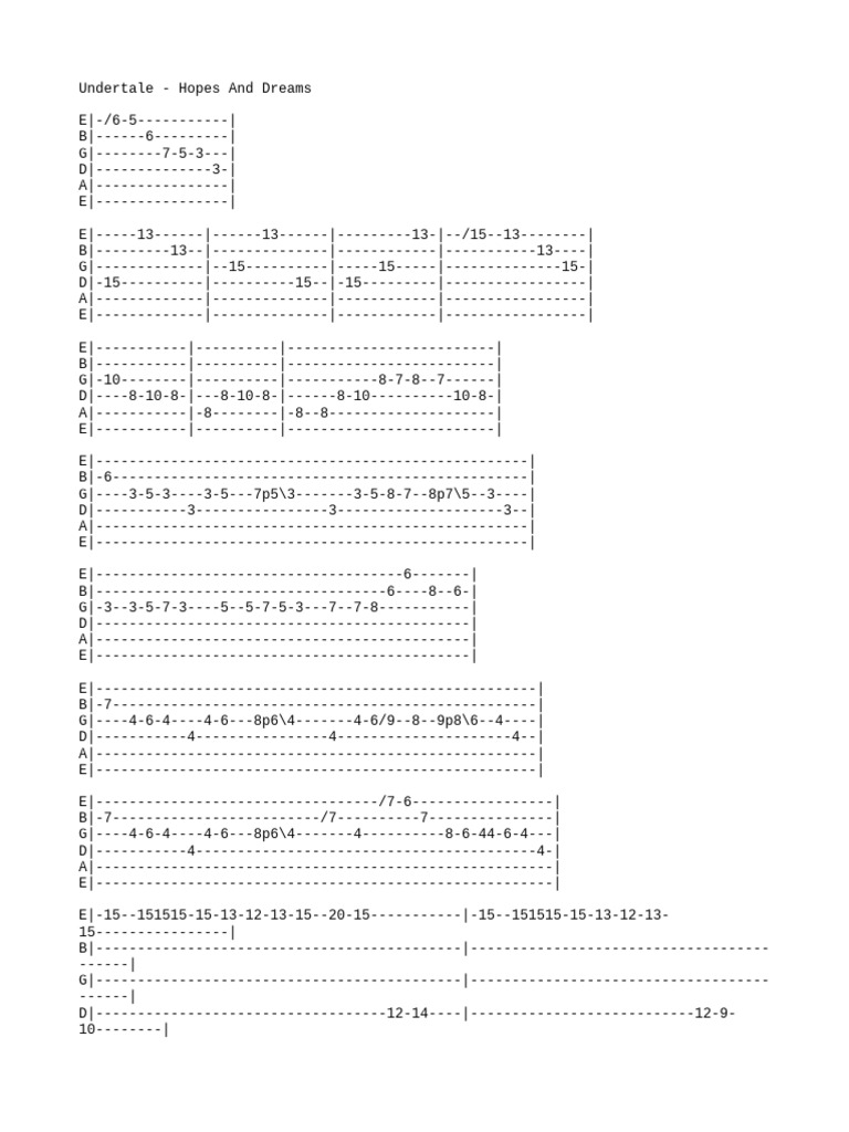 Undertale Hopes And Dreams PDF