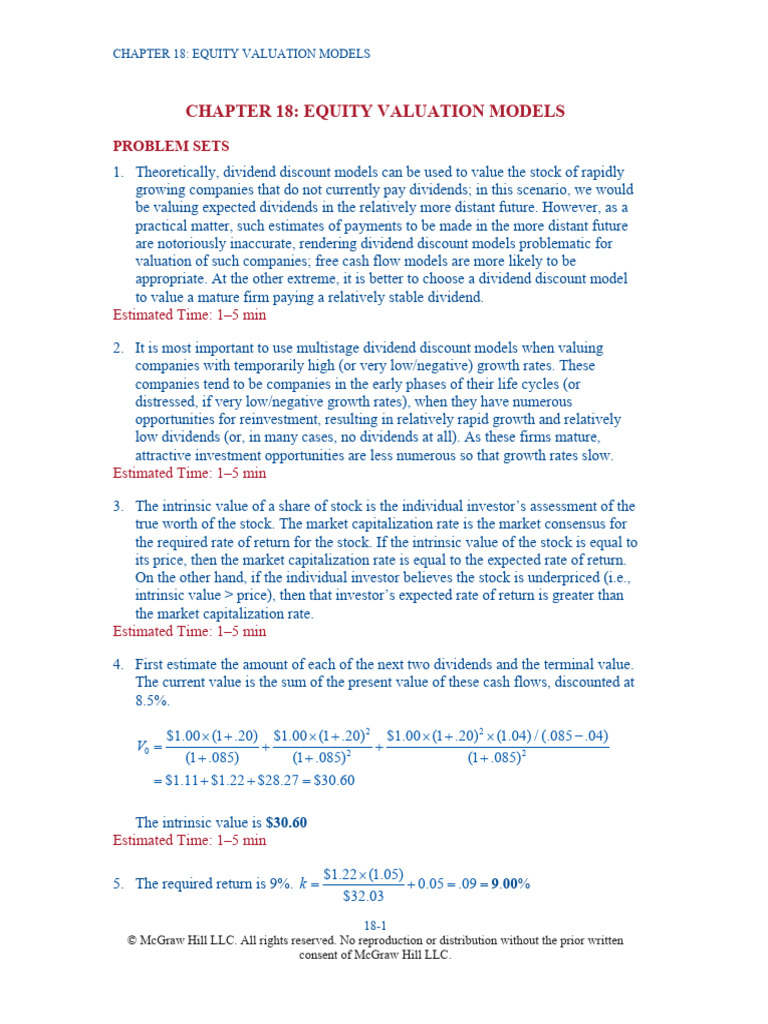 Bodie Investments 13e CH18 SM A11y | PDF | Stock Valuation | Price ...
