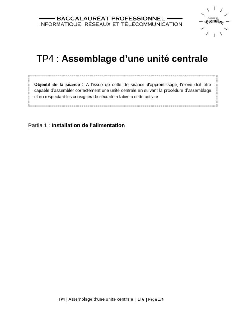 Bac Pro Informatique - Réseaux Et Télécommunication - Première | PDF