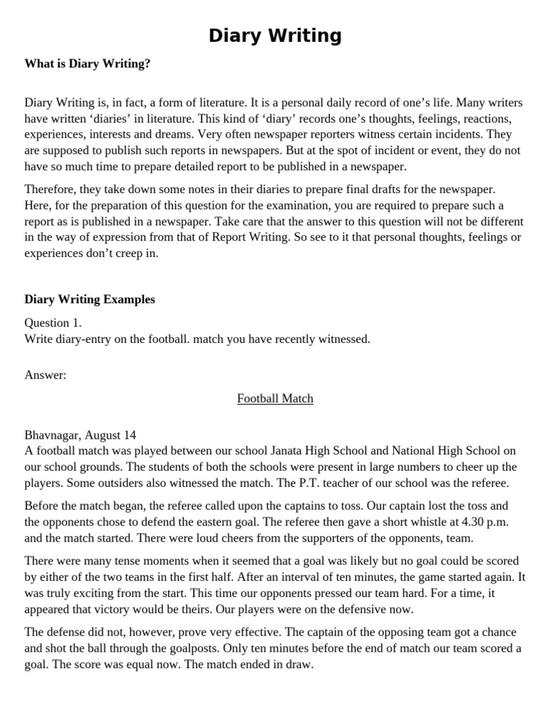 Diary Writing | PDF
