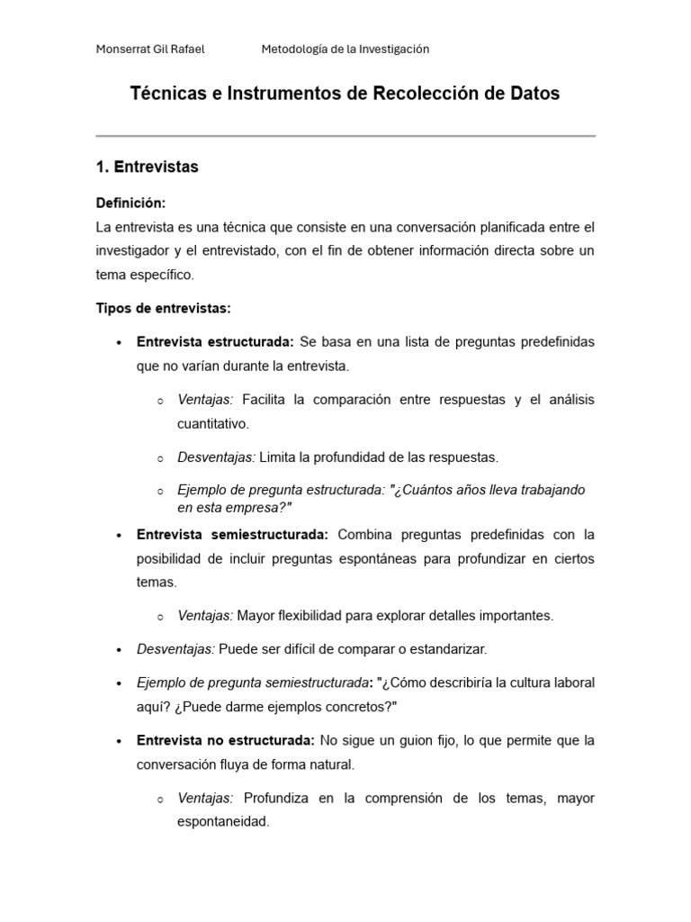 Técnicas e Instrumentos de Recolección de Datos | PDF