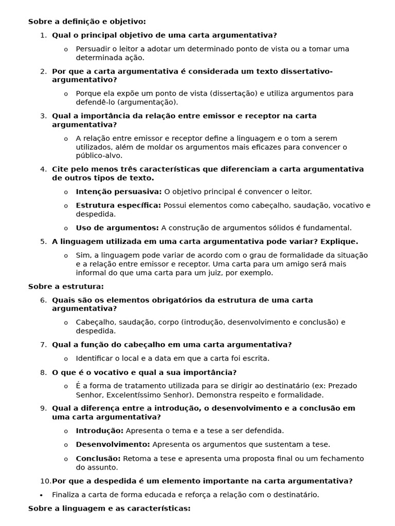 Guia Completo da Carta Argumentativa | PDF | Comunicação | Carreira e ...