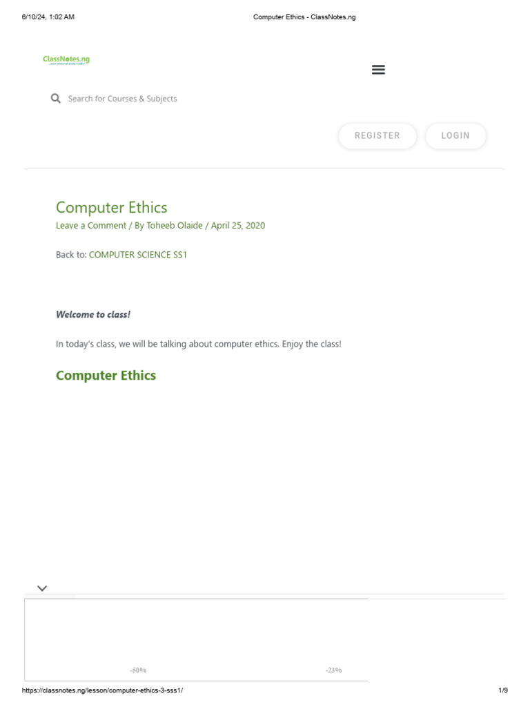 Computer Ethics - ClassNotes - NG | PDF
