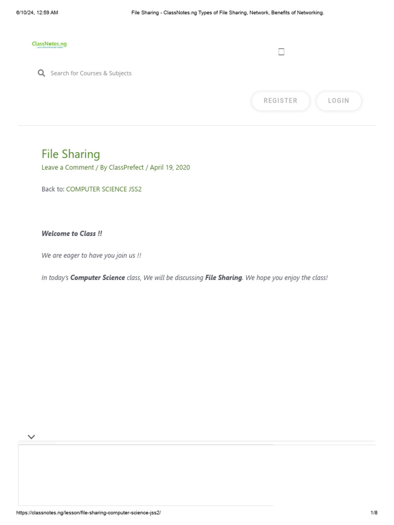 File Sharing - ClassNotes - NG Types of File Sharing, Network, Benefits ...
