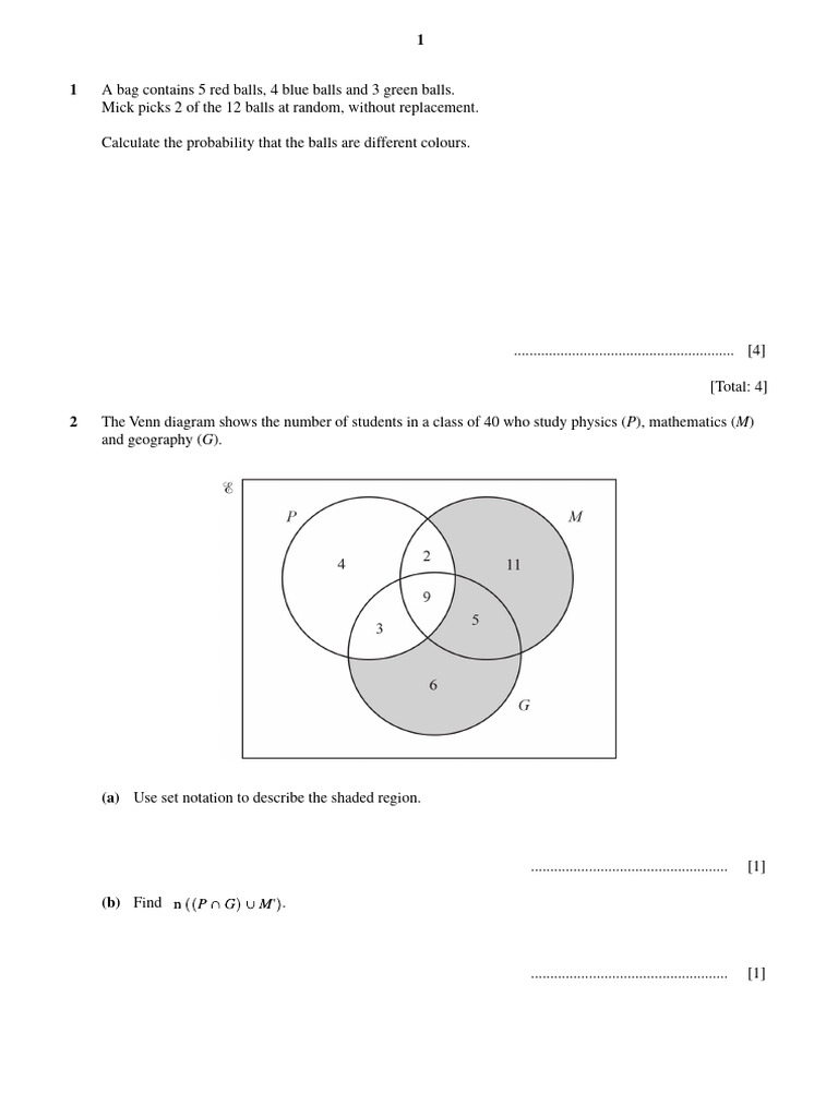 Probability Worksheet | PDF