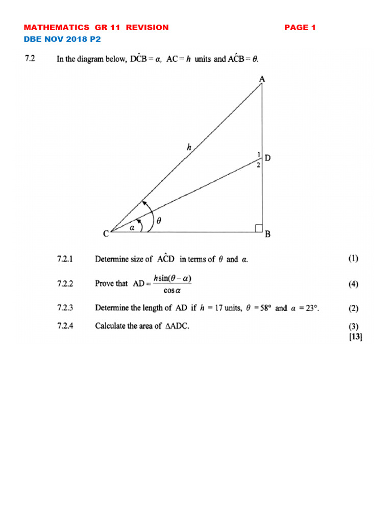 Math GR 11 Revision | PDF
