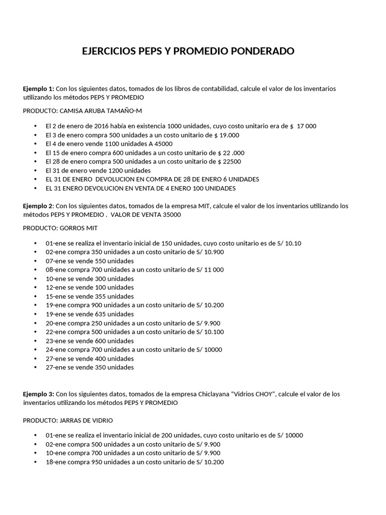 Ejercicios Pes Promedio | PDF
