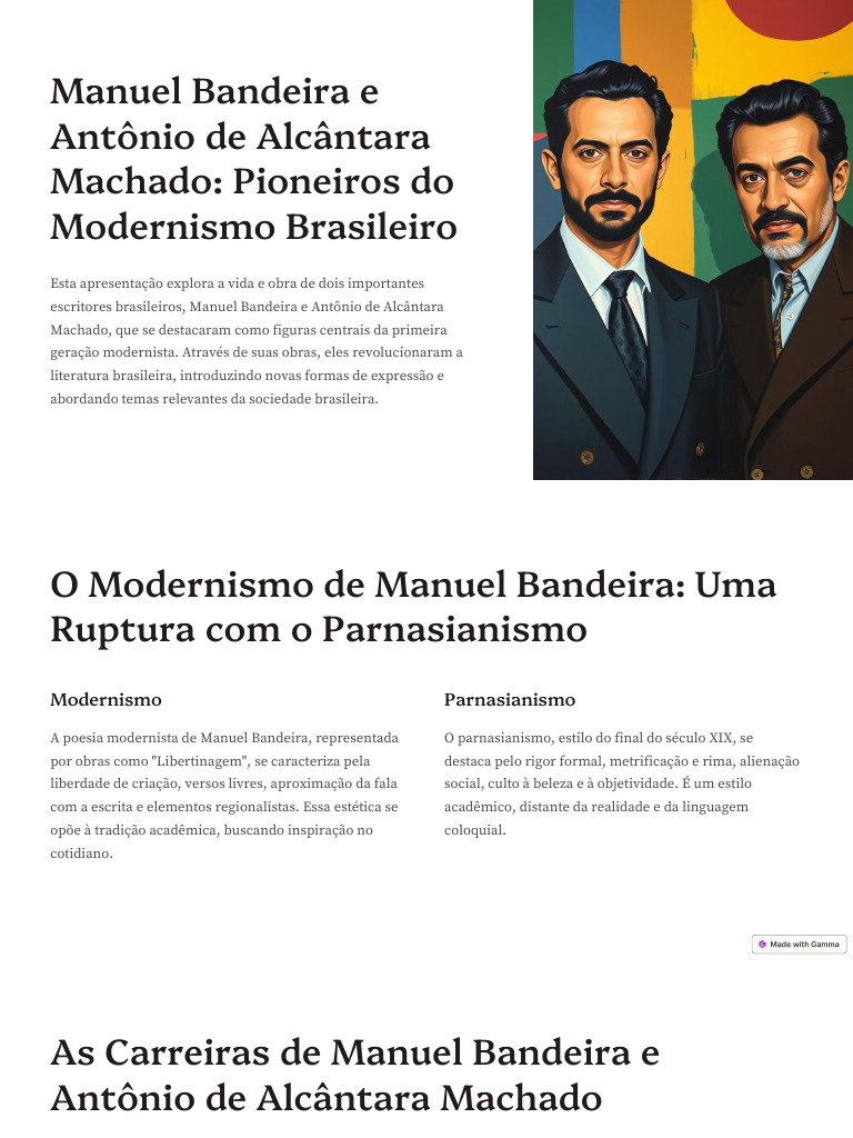 Manuel Bandeira e Antonio de Alcantara Machado Pioneiros Do Modernismo ...