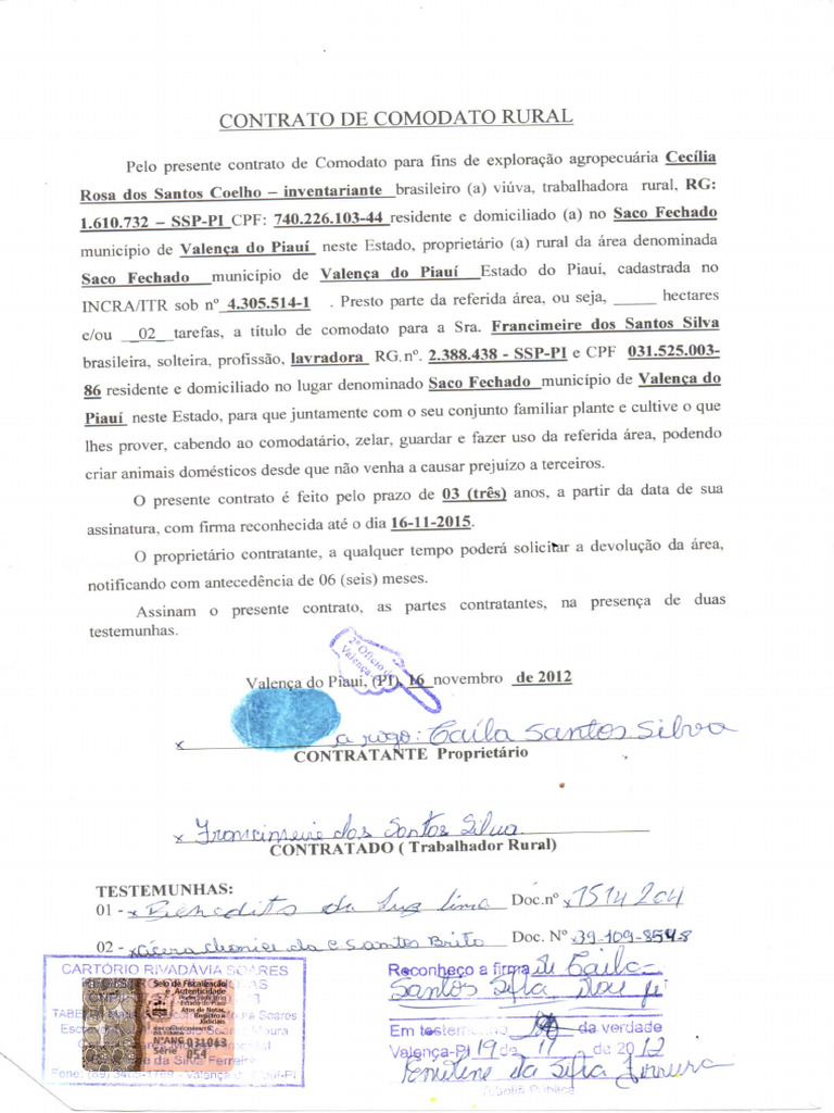 Contratos de Comodato Rural | PDF