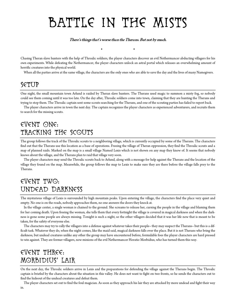Ed3 Adventure Resource Battle in The Mists Printerfriendly | PDF
