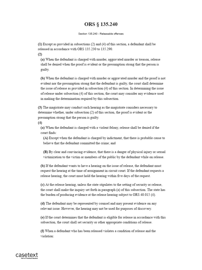 Section 135.240 - Releasable Offenses | PDF