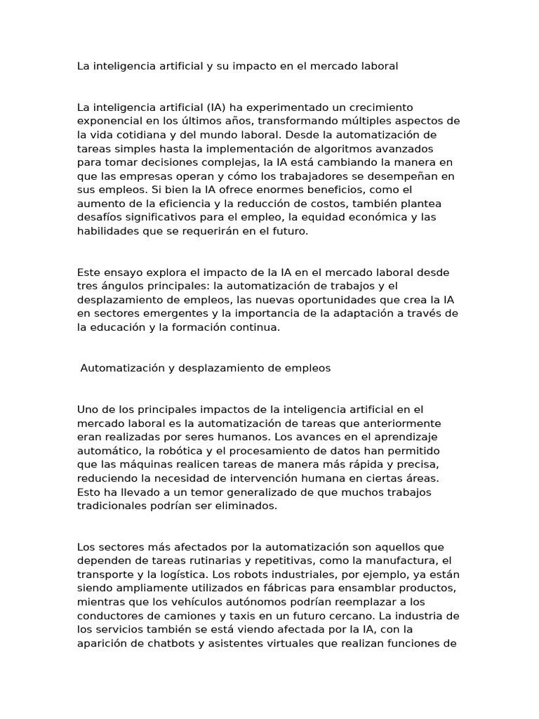 IA y el Futuro del Trabajo | PDF | Inteligencia artificial ...