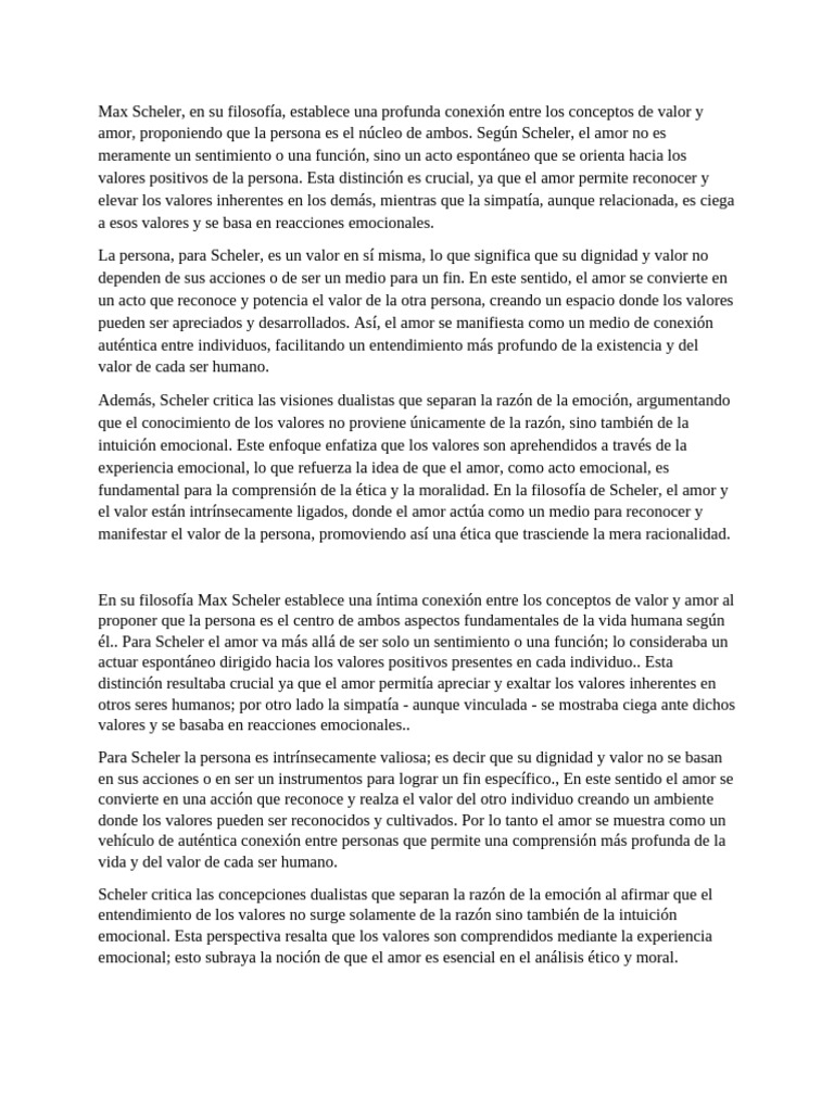 Filosofia de Max Scheler. QUINTERO 11-05 | PDF