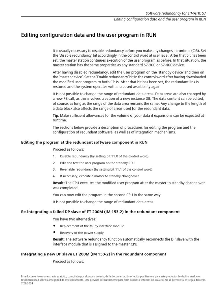 Software Redundancy For SIMATIC S7 - Editing Configuration Data and The ...