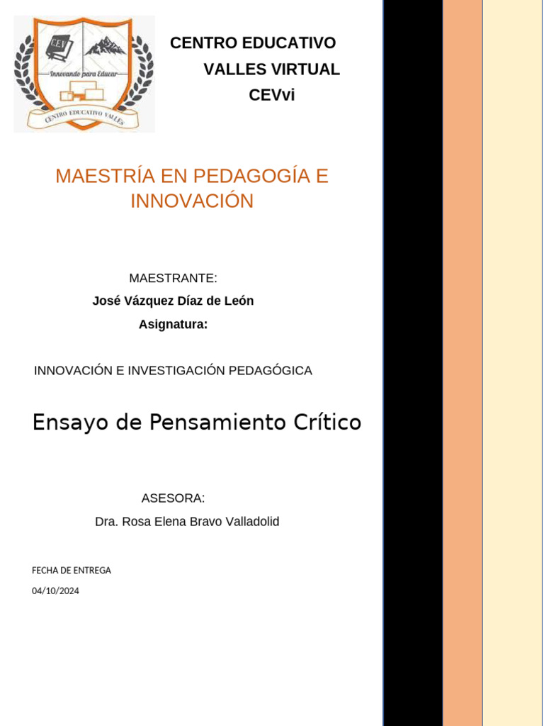 Ensayo Pensamiento Crítico | PDF | Plan de estudios | Ciencias sociales