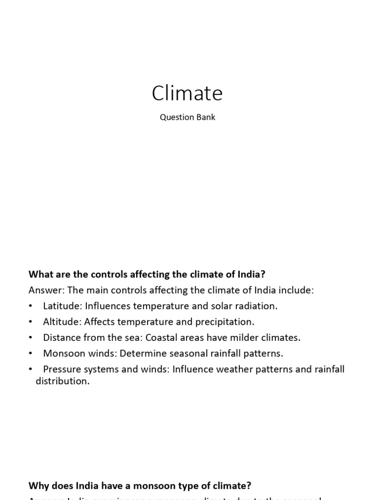 Questions On Climate | PDF