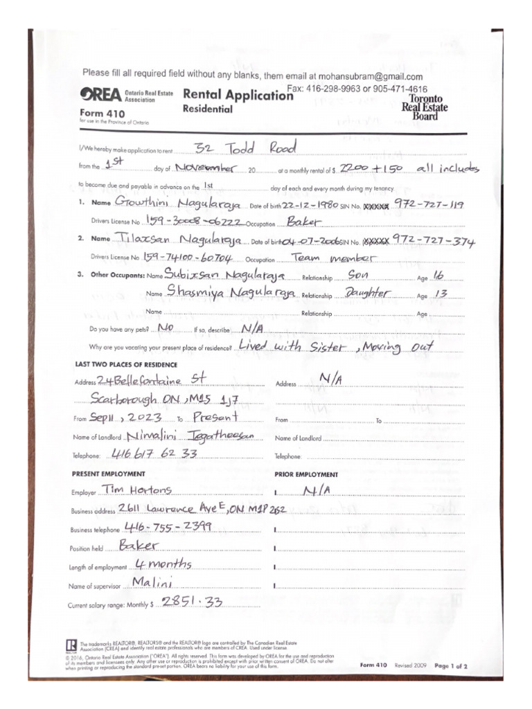 Rental Application | PDF