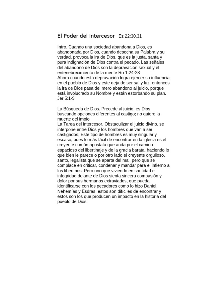 Sermón El Poder Del Intercesor | PDF