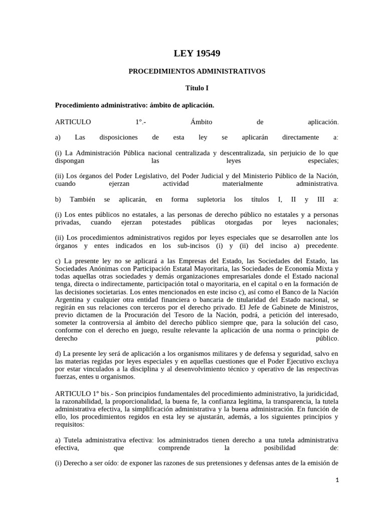 LEY 19549 (Actualizada) | PDF