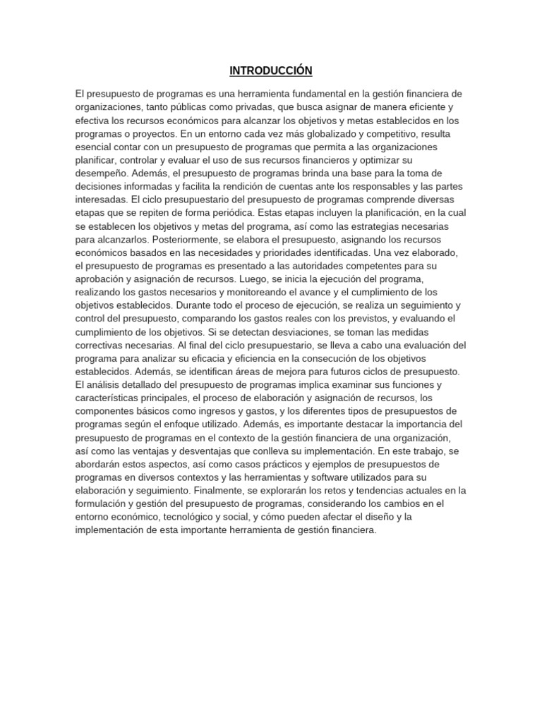 Presupuesto de Programas | PDF