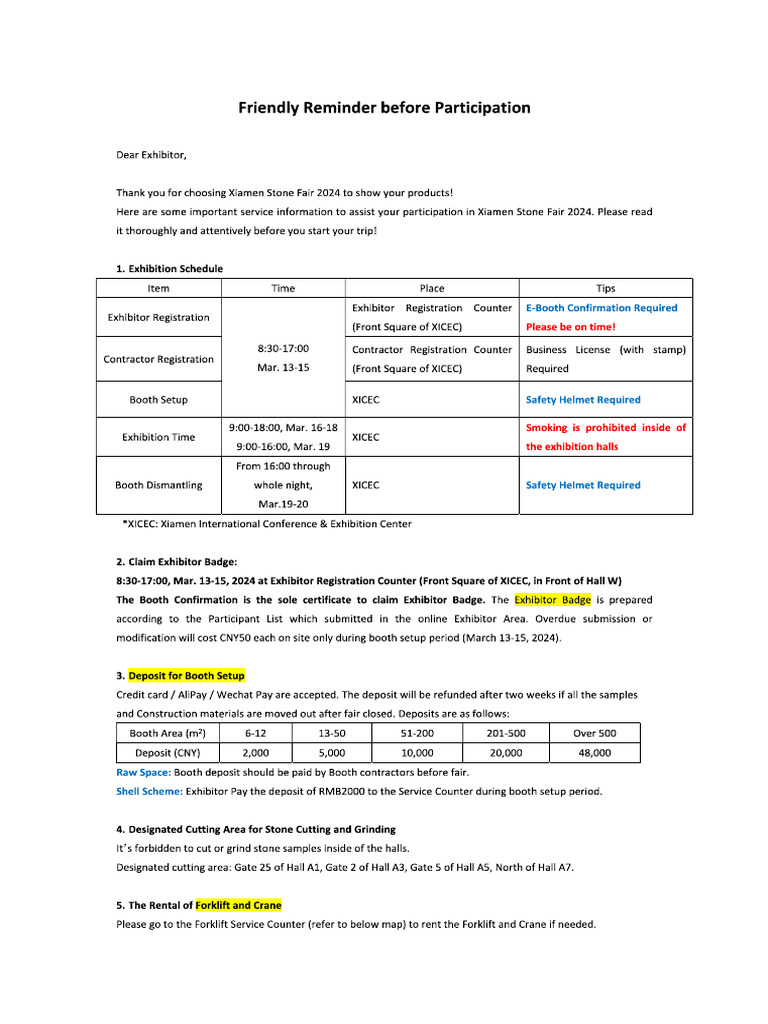 Friendly Reminder Before Participation | PDF