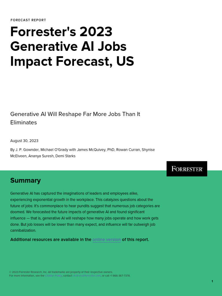 2023 Generative AI Jobs Impact Forecast | PDF