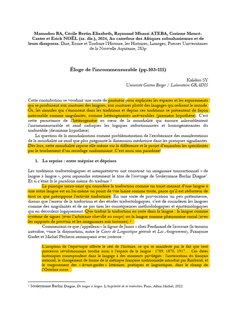 Eloge de L'incommensurable | PDF