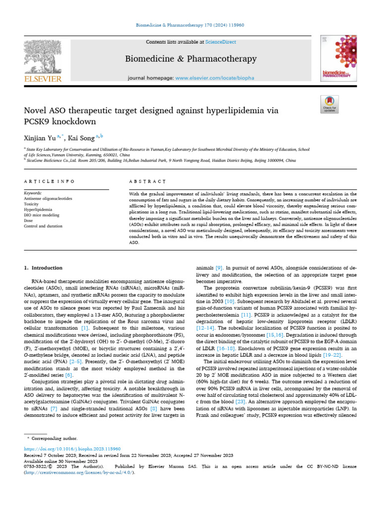 Novel ASO Therapeutic Target Designed Against Hyperl - 2024 ...