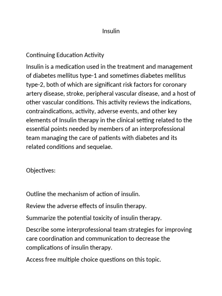 Understanding Insulin Therapy in Diabetes | PDF | Self-Improvement