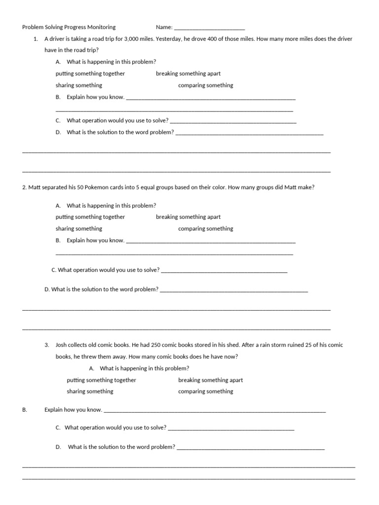 Problem Solving Progress Monitoring 7 Pdf