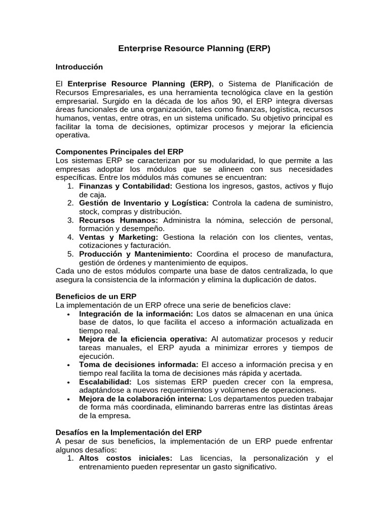 Enterprise Resource Planning | PDF