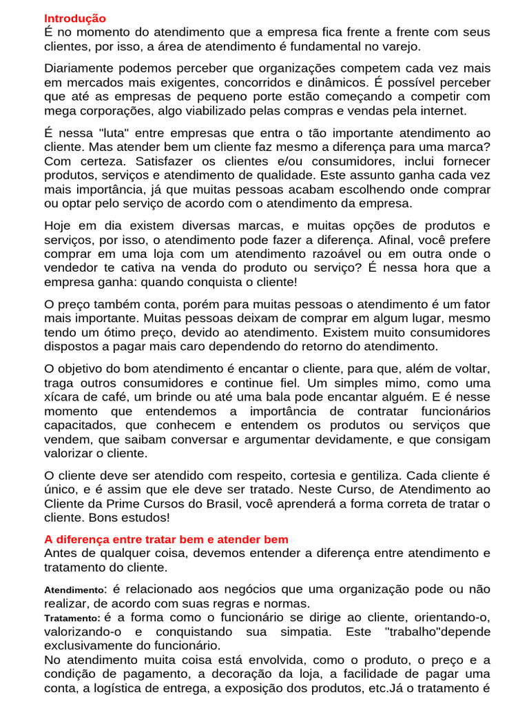 Atendimento Ao Cliente Pdf