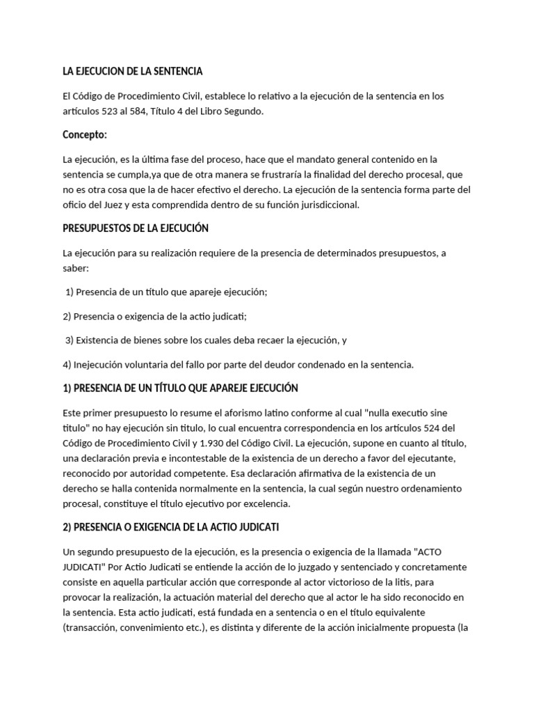 Ejecución de Sentencias en Derecho Civil | PDF | Derecho