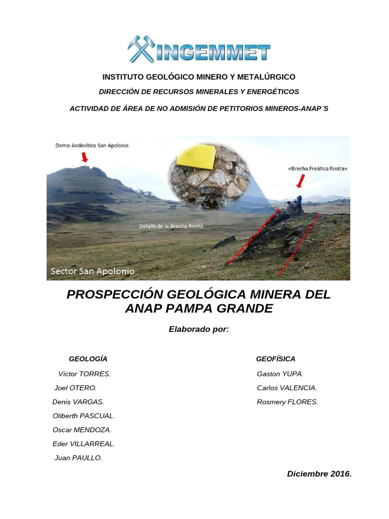 Informe Prospeccion Geológica Minera | PDF