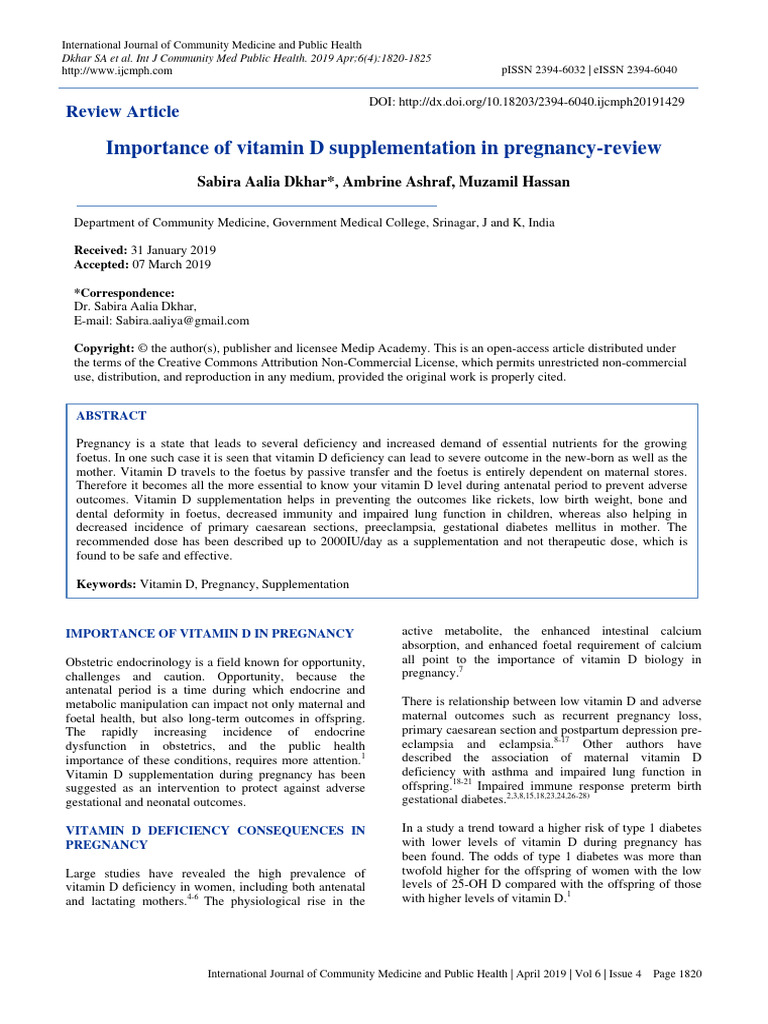 Importance of Vitamin D Supplementation | PDF