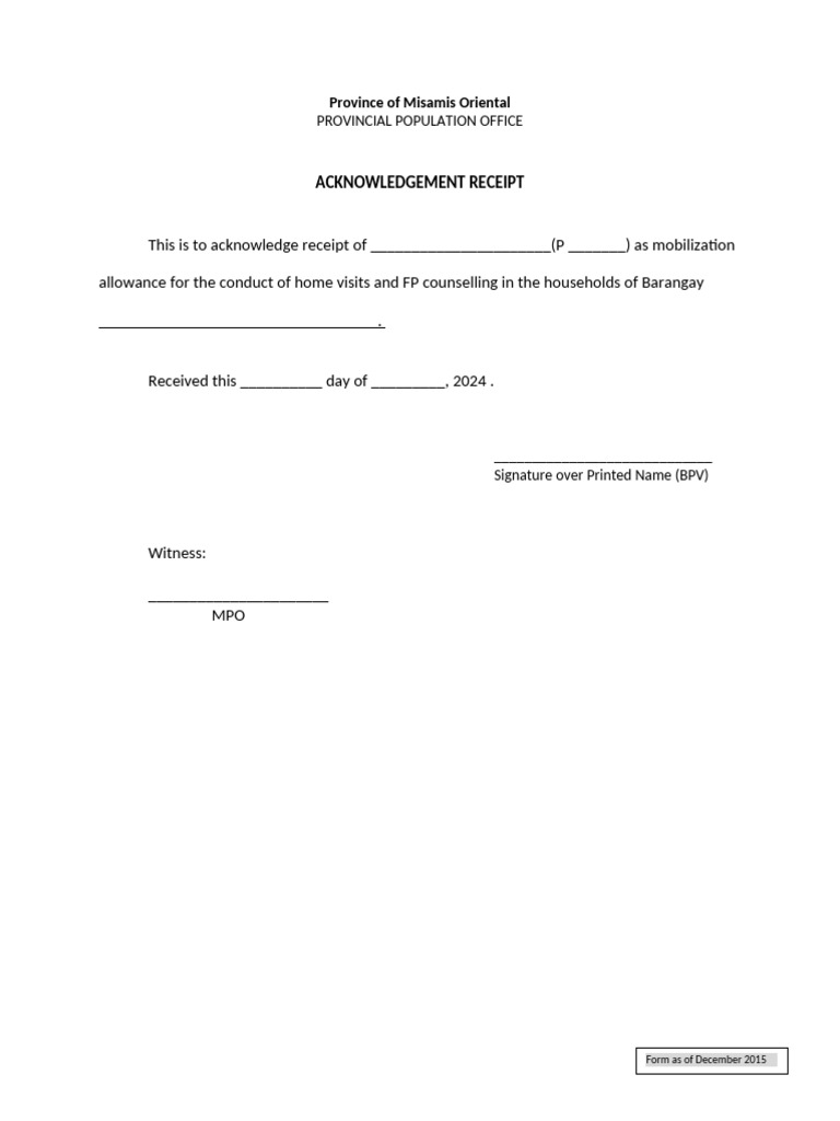 Acknowledgment Receipt | PDF