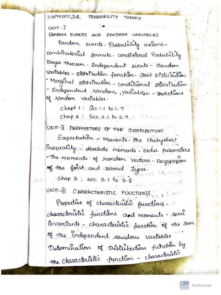 Probability Theory Unit 1 Pdf