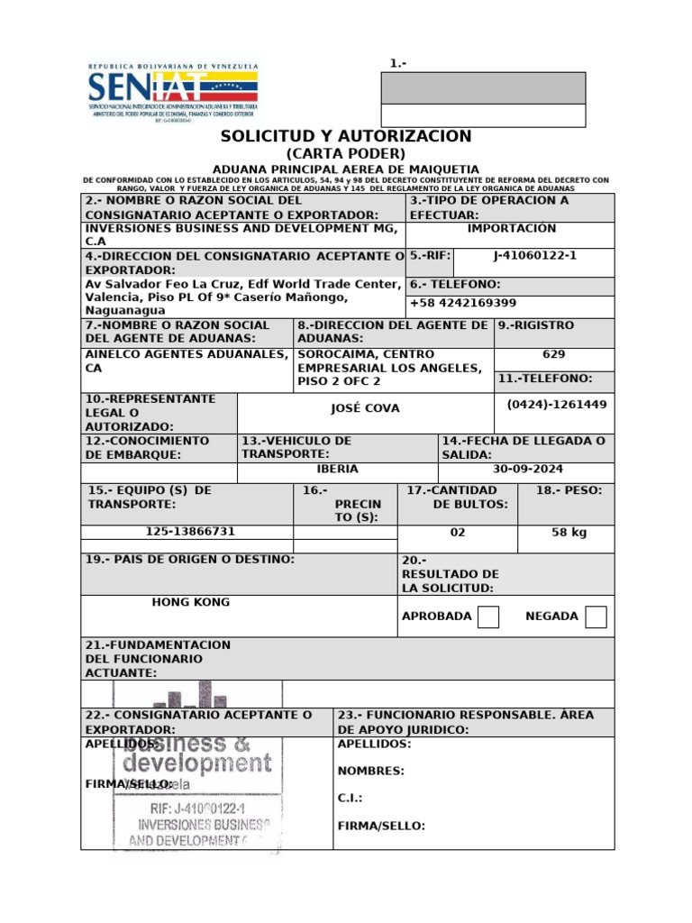 Formulario Carta Poder | PDF