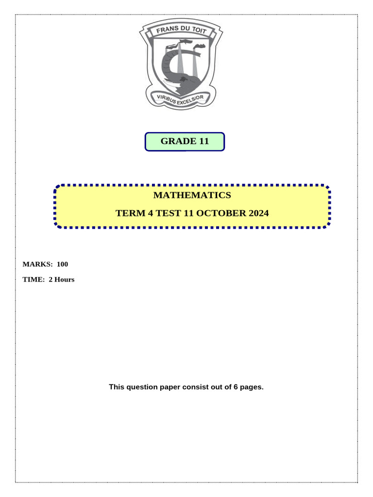 October 2024 Term Test | PDF