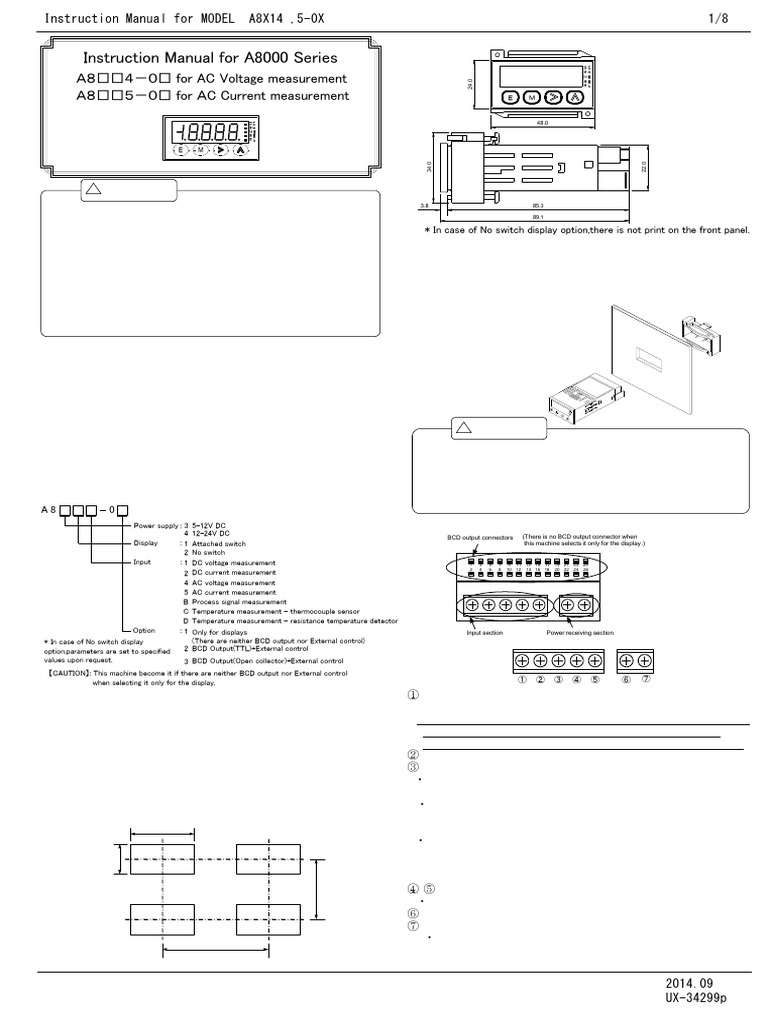 Instruction Manual For A8000 Series: For AC Voltage Measurement For C ...