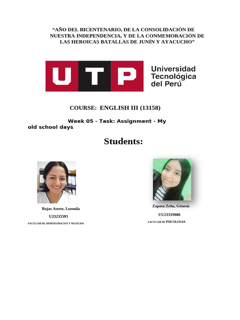 (AC-S05) Week 05 - Task Assignment - My Old School Days | PDF