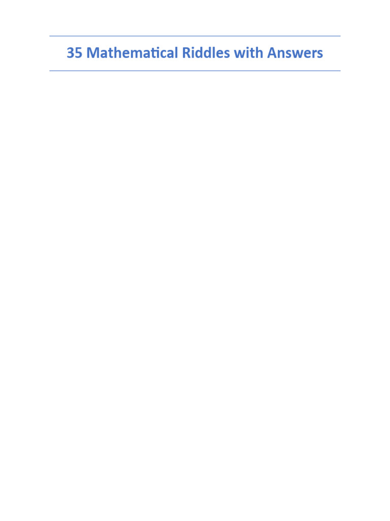 35 Mathematical Riddles With Answers | PDF