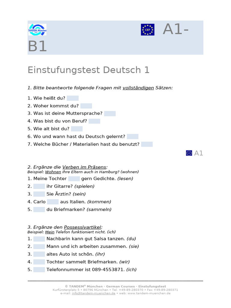 B1 Studio-D Einstufungstestb1 2 _ B1 Einstufungstest – WAFOSC