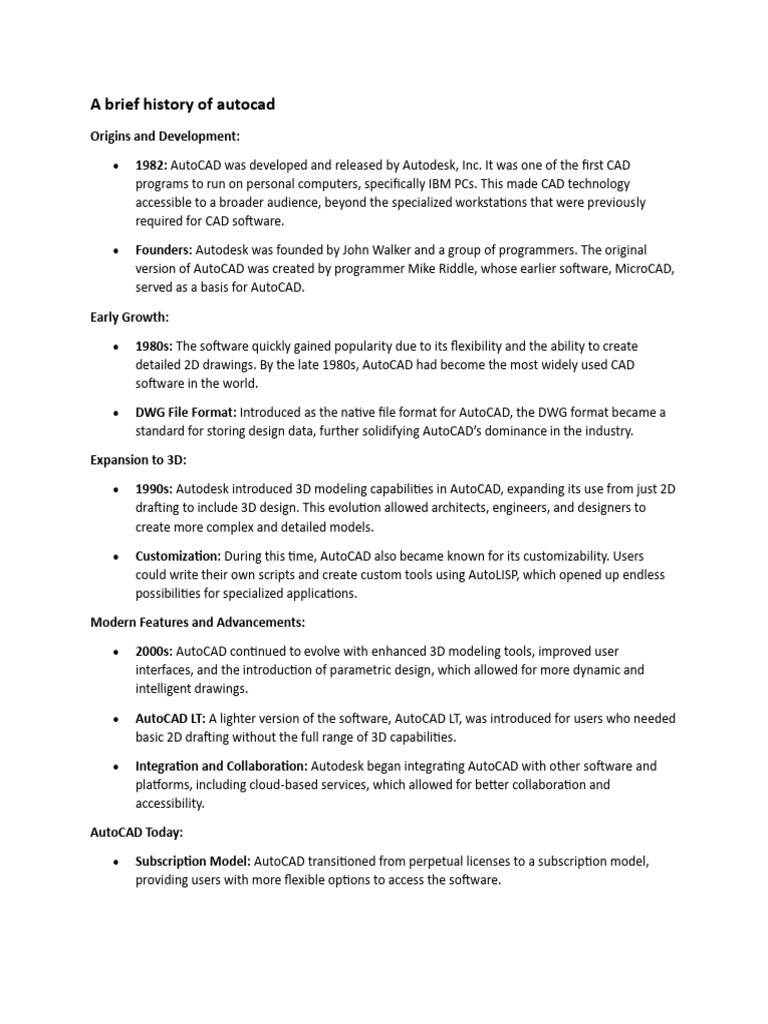 A Brief History of Autocad | PDF