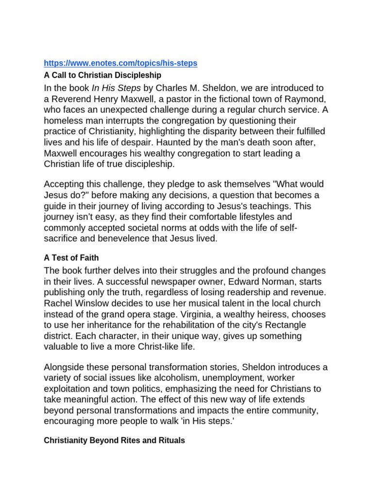 in-his-steps-summary-pdf