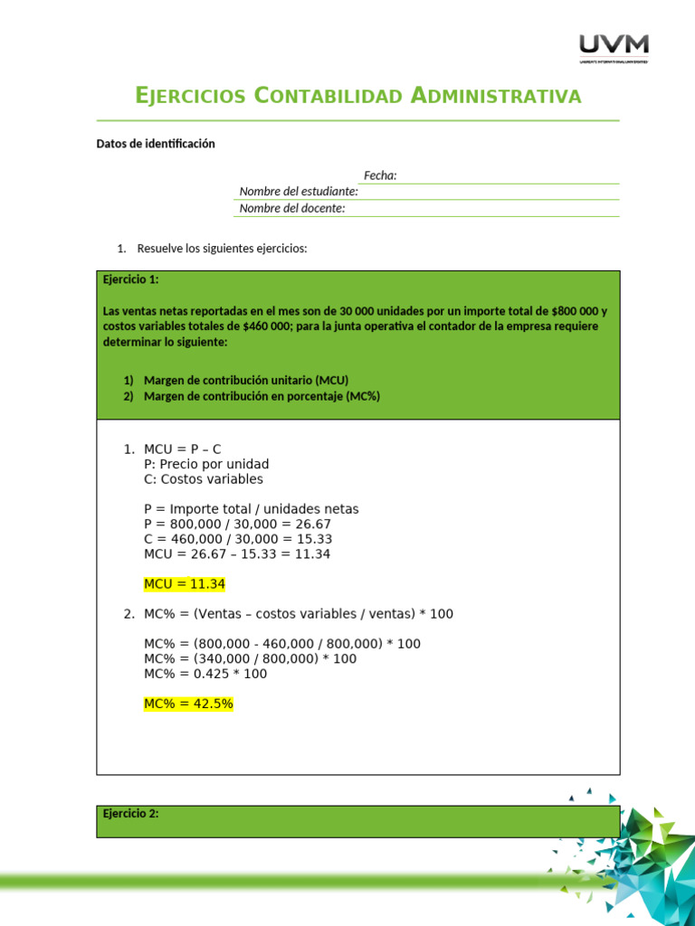 U2 Ejercicios A5 | PDF | Finanzas y dinero
