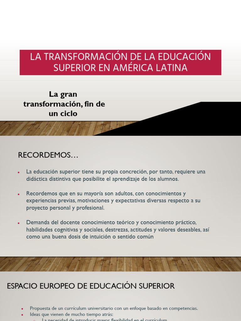 La Transformacion de La Educacion Superior | PDF