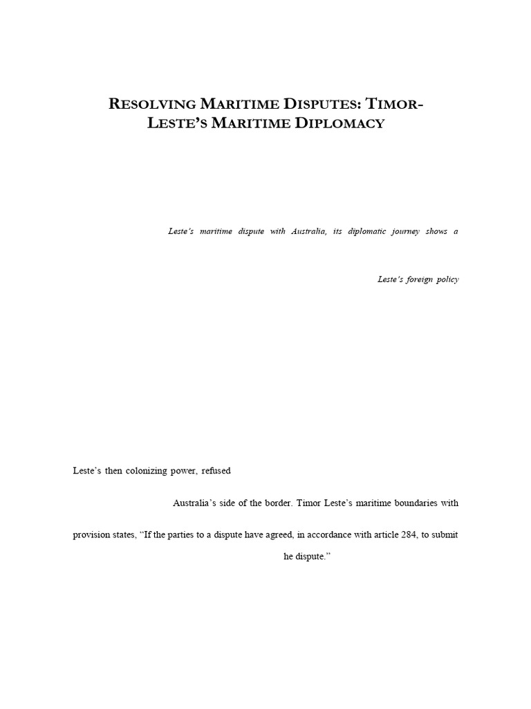 Timor Leste S Maritime Diplomacy Explained Pdf Politics Travel