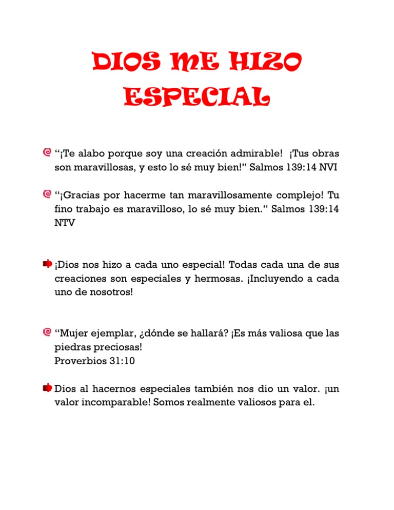 Dios Me Hizo Especial Pdf